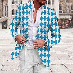 Men's Argyle Long Sleeve Turndown Business Work Wear to work Going out Buttons Print