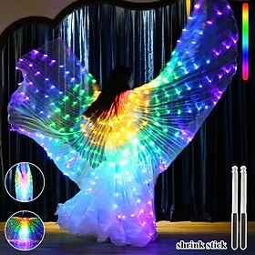 LED Butterfly Glowing Wing Dance Colorful Lighting Glow In the Dark Cloak Performance Costumes with Telescopic Festival Party Carnival Decor Prop