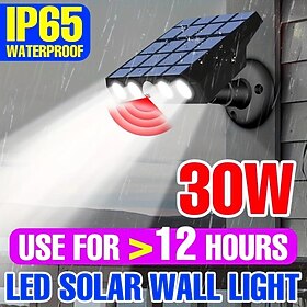 1pc LED Solar Safety Light Dusk To Dawn Floodlight 3000LM Wall Mounted Solar 5V Panel Energy Lamp Wall Outdoor 3 Modes Light Sense/Motion Sensing IP65 Waterpro