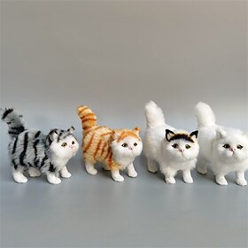 gesimuleerde kat gesimuleerde grijze kat kleine kat decoraties bloem kat ambachten speelgoed Perzische kat raamdecoratie (willekeurige kat leerling kleur)
