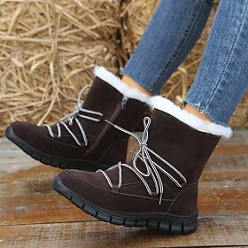 Women's Boots Platform Boots Snow Boots Waterproof Boots Outdoor Work Daily Fleece Lined Booties Ankle Boots Zipper Wedge Heel Round Toe Elegant Vintage Casual