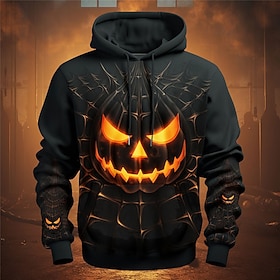 Sudadera con capucha de impresión gráfica de calabaza para hombres en Halloween sudaderas sudadera diaria clásica de manga larga con capucha vacaciones salir i