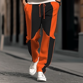 Voor heren Joggingbroeken Jogger Broek Joggingbroek met rechte pijpen Lapwerk Trekkoord Elastische taille Kleurenblok Comfort Ademend Casual Dagelijks Feestdag