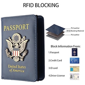 Creative Passport Holder Cover With 3D Metal Badge - RFID Blocking Leather Passport Wallet And Case For Family