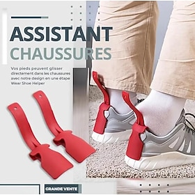 2 pezzi aiutante per scarpe pigre, aiutante per sollevamento scarpe con manico con cursore per calzino, per anziani disabili calzascarpe in plastica adatto a t