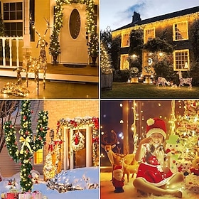 Christmas solar copper wire light string 5m, 50 lights, 10 meters, 100 lights, 20 meters, 200 lights, 30 meters, 300 lights, courtyard garden, outdoor wedding,