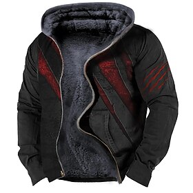 Halloween The Claw Marks Mens Graphic Hoodie  Winter Daily Classic Casual Holiday Vacation Going Out Black Fleece  Unanswerable Prints 3D  Zip Jacket Hoodies H