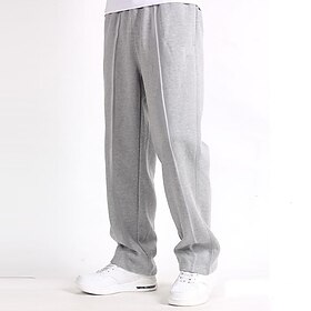 Men's Fleece Pants Sweatpants Joggers Wide Leg Sweatpants Trousers Pocket Elastic Waist Plain Comfort Breathable Outdoor Daily Going out Casual Big and Tall Bl