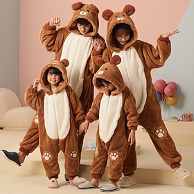 Costume de groupe animal Costume de fête Costume Pyjamas de Noël en famille Ours en peluche Une Pièce Enfant Adulte Homme Femmes Garçons Halloween Carnaval Mas