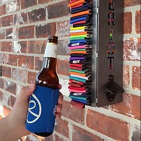 Can Cooler Holder with Bottle Opener, Can Cooler Holder, Beer Bottle Cooler, 2 in 1Can cooler holder, Wall Mounted,Metal Can Cooler Dispenser