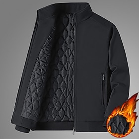 Men's Winter Coat Winter Jacket Puffer Jacket Outdoor Camping Hiking Windbreaker Warm Zipper Pocket Fall Winter Plain Fashion Streetwear Stand Collar Short B