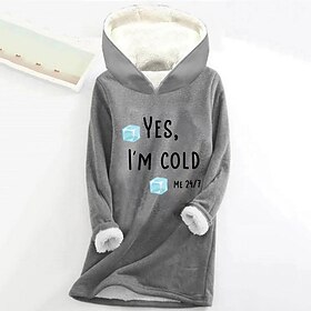 Women's Hoodie Sweatshirt Pullover Sherpa Fleece Lined Letter Warm Fuzzy Print Black Pink Dark Pink Casual Sports Hoodie Long Sleeve Top Micro-elastic Fall  Wi