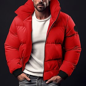Men's Winter Coat Winter Jacket Puffer Jacket Zipper Pocket Polyster Pocket Office  Career Date Casual Daily Regular Keep Warm Thermal Warm Windproof Outdoor W