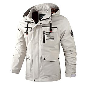 Men's Winter Coat Winter Jacket Sport Coat Raincoat Outdoor Camping  Hiking Waterproof Windbreaker Zipper Pocket Fall Winter Solid Color Fashion Streetwear Hoo