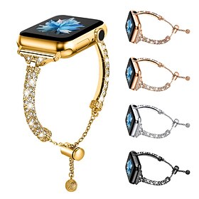 Schmuck Armband Kompatibel mit Apple Watch Armband 38mm 40mm 41mm 42mm 44mm 45mm 49mm Damen Glitzer Bling-Diamant Legierung Ersatzarmband für iwatch Series Ult