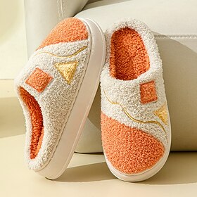 Men's Women's Slippers Fuzzy Slippers Fluffy Slippers House Slippers Daily Indoor Solid Color Winter Flat Heel Round Toe Casual Comfort Minimalism Faux Fur Loa