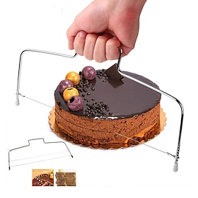 Double Wire Cake Cutter Slicer Adjustable 2 Line Stainless Steel DIY Butter Bread Divider Pastry Knife Kitchen Baking Tools