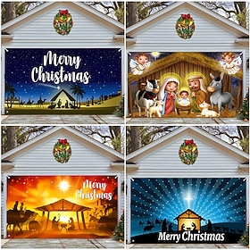Christmas Garage Door Banner, Indoor Outdoor Christmas Holidays, Happy Background, Decoration Cover, Christmas Happy New Year Banner, Large Door Cover, Christm