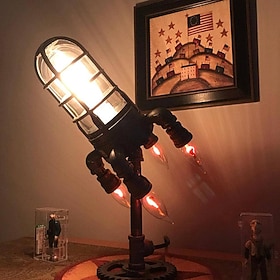 Raketenlampe, handgefertigte dekorative Lampe, einstellbare Helligkeit, Steampunk-Raketenlampe, Party-Dekoration, 24 cm, 9,5 Zoll