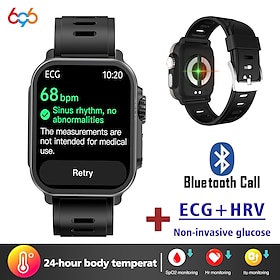 Smartwatch, 1,83 Zoll, Smartwatch, Fitness-Laufuhr, Bluetooth, EKGPPG, Temperaturüberwachung, Schrittzähler, Kompatibel Mit Android IOS, He