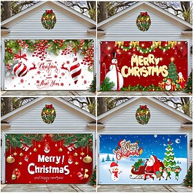 Christmas Garage Door Banner, Indoor Outdoor Christmas Holidays, Happy Background, Decoration Cover, Christmas Happy New Year Banner, Large Door Cover, Christm
