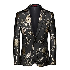 Floral Mens 3D Shirt For Formal  Brown Winter Fabric  Graphic Prints Fashion Streetwear Business Men'S Blazer Work To Going Out Fall  Turndown Long Sleeve Silv