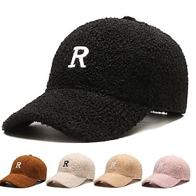 Homme Casquette de Baseball Bonnet chaud d'hiver Casquette Hip-Hop Noir Rose Claire Coton Voyage Laine d'agneau Polaire Teddy Extérieur Vacances Plein Chaud
