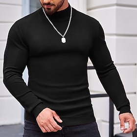 Men's Turtleneck Sweater Pullover Sweater Jumper Xmas Sweater Mens Turtle Neck Jumper Jumper Ribbed Knit Regular Knitted Slim Fit Plain Turtleneck Modern Conte