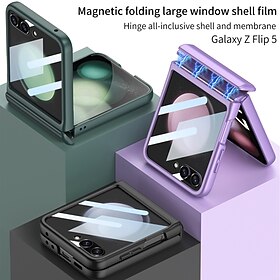 Phone Case For Samsung Galaxy Z Flip 7 Z Flip 6 Z Flip 5 Back Cover with Screen Protector Magnetic Ultra Thin PC
