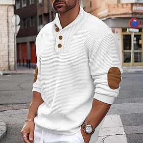 Herren Pullover Rollkragenpulli Patch-Pullover Gerippt Waffel Stricken Standard Strick Gerippt Farbblock Rollkragen warm halten Moderne zeitgenössische Casual