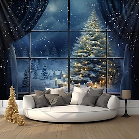 Weihnachtsdekorationen Weihnachtsbaum Winter hängende Wandteppiche Wandkunst Weihnachten große Wandteppiche Wandbild Dekor Fotografie Hintergrund Decke Vorhang