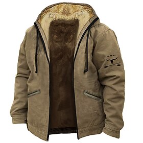 Winter Wonderland Mens Graphic Hoodie Prints Cow Daily Classic Casual 3D Jacket Fleece Outerwear Holiday Vacation Going Hoodies Orange Brown Khaki Arrow Wester