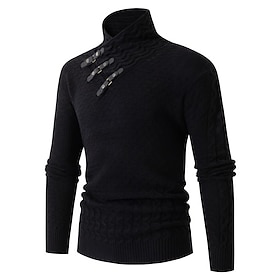 Men's Turtleneck Sweater Pullover Sweater Jumper Ribbed Knit Regular Tops Knitted Plain Turtleneck Modern Contemporary Work Daily Wear Clothing Apparel Winter