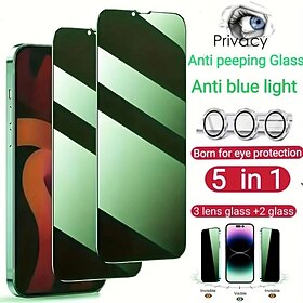 5 i 1 fuld skærm anti peeping nyt grønt lys beskyttelse skærmbeskytter hærdet glas til apple 1514 13 12 11 pro max plus beskyttelsesglas til iphone x xr max pr