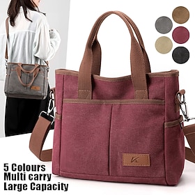 Women's Handbag Crossbody Bag Shoulder Bag Canvas Tote Bag Canvas Outdoor Daily Holiday Zipper Large Capacity Multi Carry Solid Color Purple coffee color Black