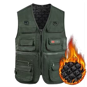 Men's Vest Daily Wear Vacation Weekend Soft Zipper Fall  Winter Plain Warm Modern Contemporary V Neck Activewear Thick Regular Black Army Green