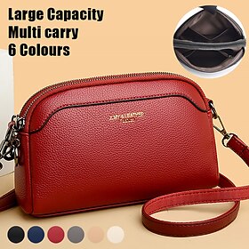 Women's Crossbody Bag Shoulder Bag Mobile Phone Bag Baguette Bag PU Leather Party Daily Holiday Zipper Large Capacity Multi Carry Solid Color off white Black R