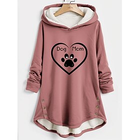 Women's Hoodie Sweatshirt Pullover Fleece Lined Fleece Graphic Warm Sportswear Print Dark Pink Blue Gray Casual Sports Hoodie Long Sleeve Top Micro-elastic Fal