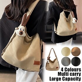Women's Crossbody Bag Shoulder Bag Hobo Bag Canvas Outdoor Shopping Daily Zipper Large Capacity Durable Multi Carry Solid Color Black Brown Khaki