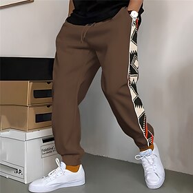 Men's Sweatpants Joggers Trousers Patchwork Drawstring Elastic Waist Color Block Comfort Breathable Casual Daily Holiday Sports Fashion Black White