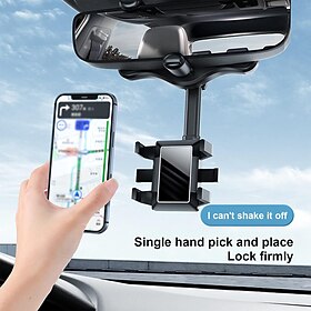 Multifunctional 360 Rotatable Car Rearview Mirror Phone Holder Mount Multifunctional Rearview Mirror Phone Holder Adjustable Universal Cell Phone Holder for Ca
