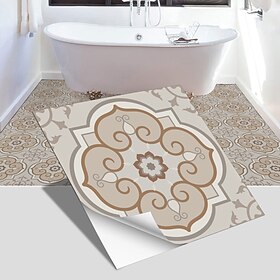 4pcs Vinyl Tile Stickers Peel And Stick Home Decoration Wallpaper Peel And Stick Wall Stickers Thickened Waterproof Non-Slip Wear-Resistant Self-Adhesive Floor