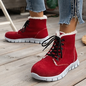 Women's Sneakers Boots Platform Boots Snow Boots Plus Size Outdoor Daily Fleece Lined Booties Ankle Boots Zipper Wedge Heel Round Toe Fashion Sporty Comfort Fa