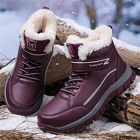 Men's Women's Boots Snow Boots Waterproof Boots Plus Size Outdoor Daily Travel Fleece Lined Booties Ankle Boots Platform Round Toe Plush Casual Comfort Faux Le