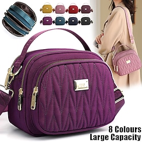 Women's Handbag Crossbody Bag Shoulder Bag Dome Bag Nylon Outdoor Daily Holiday Zipper Large Capacity Lightweight Solid Color Quilted claret Sapphire Blue Taro
