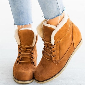 Women's Sneakers Boots Platform Boots Snow Boots Combat Boots Outdoor Work Daily Leopard Fleece Lined Booties Ankle Boots Wedge Heel Hidden Heel Round Toe Vint