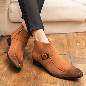Men's Boots Suede Vintage Chelsea Boots Dress Shoes Casual British Zipper Buckle Outdoor Daily Warm Comfortable Slip Resistant Booties / Ankle Boots Black Brow