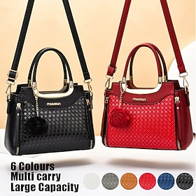 Women's Handbag Crossbody Bag Shoulder Bag Boston Bag PU Leather New Year Daily Holiday Pendant Zipper Large Capacity Durable Multi Carry Solid Color Patchwork