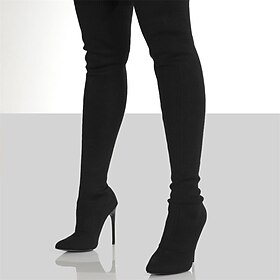 Women's Boots Sock Boots Plus Size Heel Boots Outdoor Daily Over The Knee Boots Thigh High Boots Winter Stiletto Heel Pointed Toe Vintage Classic Casual Tissag