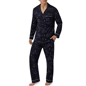 Voor heren Loungewear Nachtkleding Pyjamaset Pyjamatop en broek 2-delig Grafische prints Stijlvol Casual Comfortabel Huis Dagelijks Katoenmix Comfort Revers La